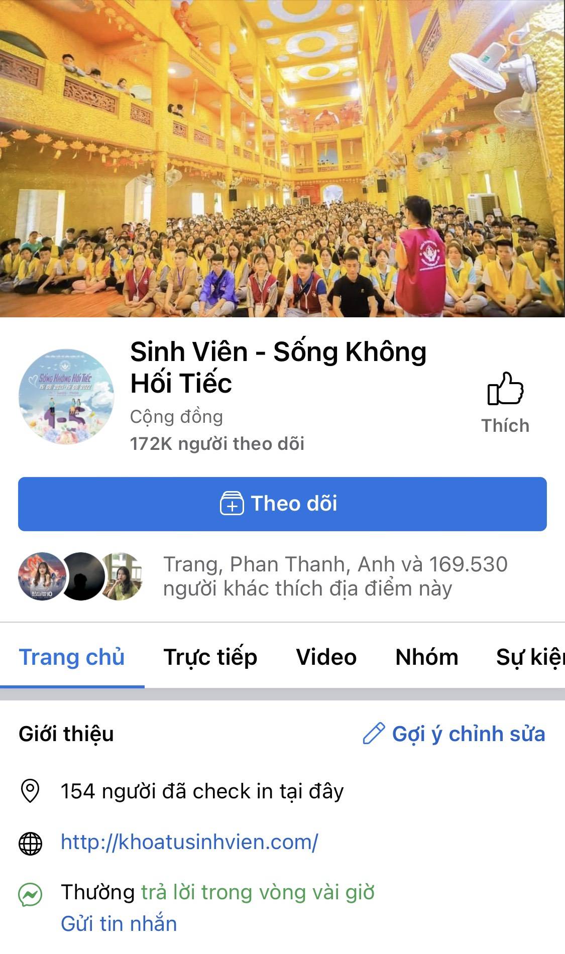 Cộng đồng Tuổi trẻ Sống không hối tiếc - Nơi ươm mầm những hạt giống tâm hồn