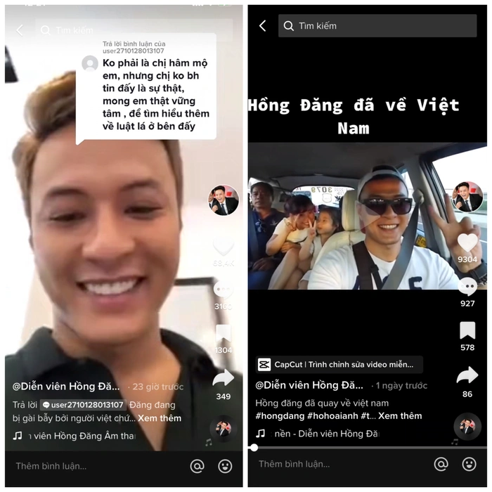 Thực hư thông tin diễn viên Hồng Đăng thông báo về nước trên nền tảng TikTok?